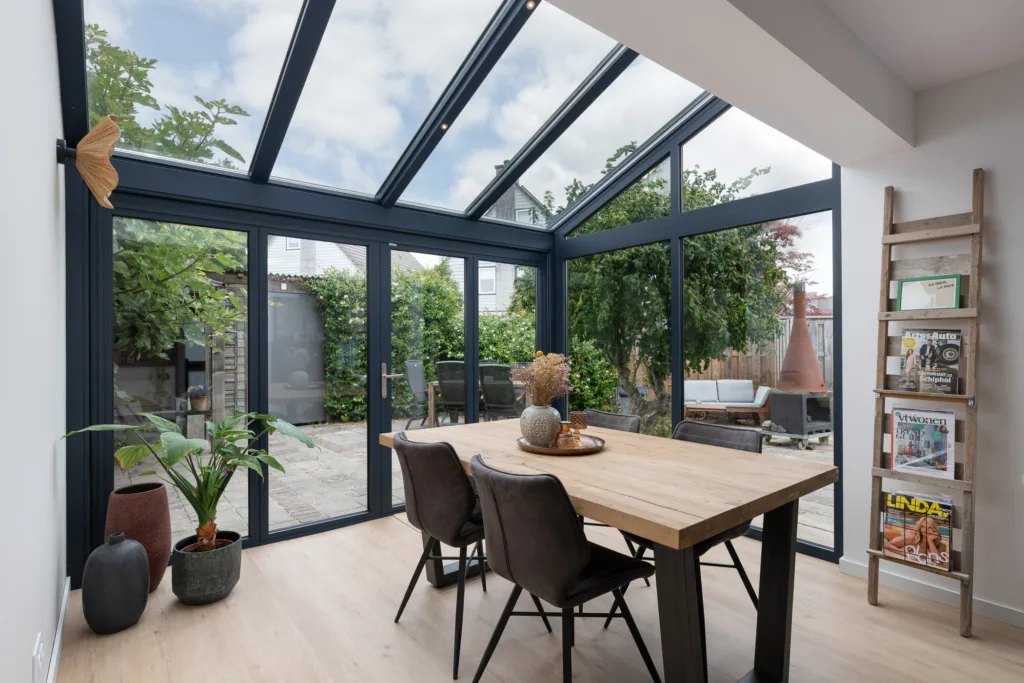 Overzicht Solarlux serre blauw, akzent plus serre dak